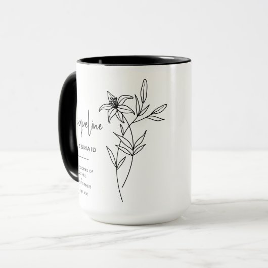 May Bridesmaid | Lily Birth Blume Tasse (Vorderseite Links)