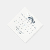 May Calendar Dark Blue Wedding Serviette (Ecke)