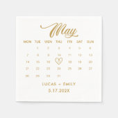 May Calendar Gold Wedding Serviette (Vorderseite)
