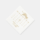 May Calendar Gold Wedding Serviette (Ecke)
