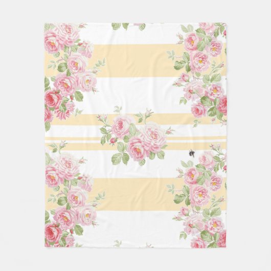 May Day Summer Roses buttercup stripe medium Fleecedecke (Vorderseite)