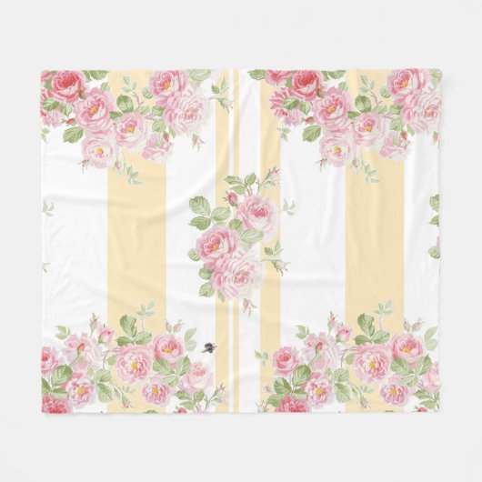 May Day Summer Roses buttercup stripe medium Fleecedecke (Vorderseite (Horizontal))