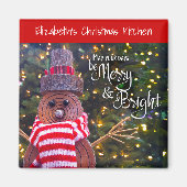 May Days are Merry Bright Rustic Snowman Niedlich Magnet (Vorne)