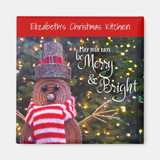 May Days are Merry Bright Rustic Snowman Niedlich Magnet (Vorne)