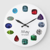 May Emerald Birthstone Design Große Wanduhr (Vorderseite)