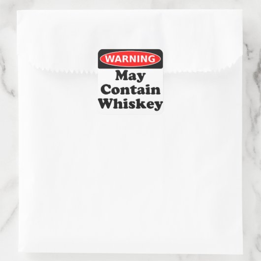 May enthält Whiskey Quadratischer Aufkleber (Tasche)