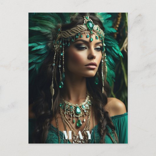 *~ MAY Goddess BIRTHDAY Emerald Boho AP53 Postkarte (Vorderseite)