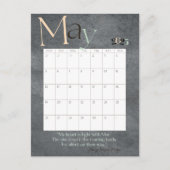 May Gray Modern Monthly Calendar 2025 Postkarte (Vorderseite)