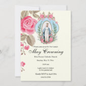 May Kroning Jungfrau Mary Scripture Pink Rose Einladung (Vorderseite)