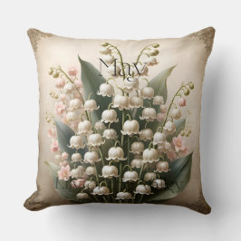 May Lily of the Valley Birth Flower Throw Pillow Kissen