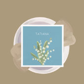 May Lily of the Valley Floral Bouquet Custom Name  Serviette