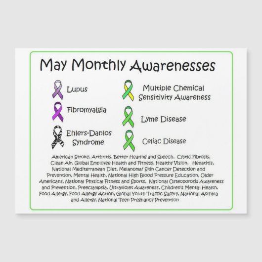 May Monthly Health Awareness  Magnetkarte (Vorderseite)