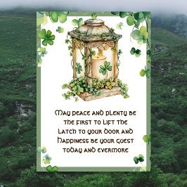 May Peace n Plenty Irish Blessing Shamrock Lantern Karte
