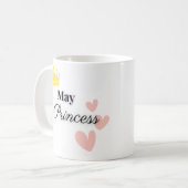 May Princess Mug – Gold Crown & Hearts Design Kaffeetasse (Vorderseite Links)