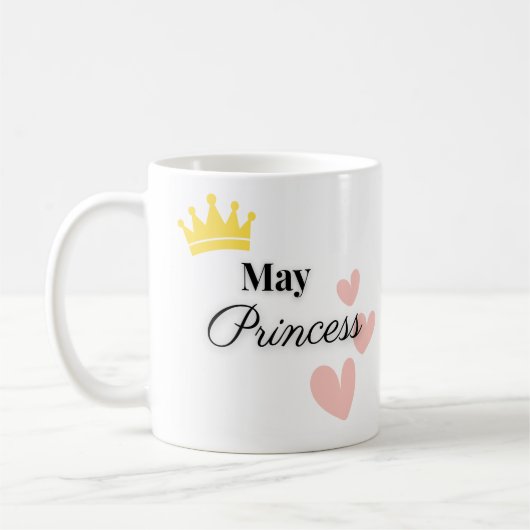 May Princess Mug – Gold Crown & Hearts Design Kaffeetasse (Links)