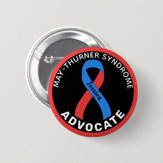 May-Thurner-Syndrom Advocate-Ribbon-Schwarz-Taste Button (Vorne & Hinten)