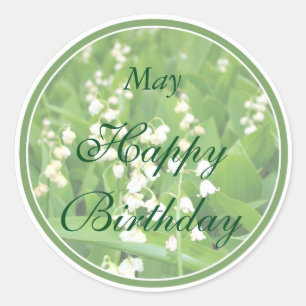 May White Lily of the Valley Geburtstag Runder Aufkleber