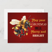 May Your Christmas BEE Merry and BRIGHT Postkarte (Vorne/Hinten)