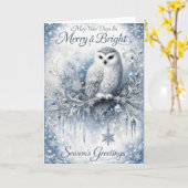 May Your Days Be Merry & Bright – Winter Owl Karte (Gelbe Blume)