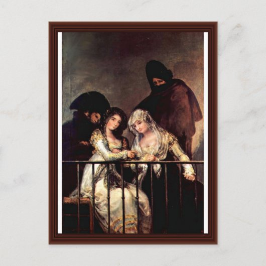 Maya auf einem Balkon von Francisco de Goya Postkarte (Vorderseite)
