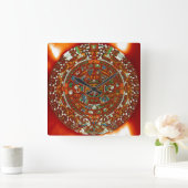 Maya Aztec Calendar Square Wall Clock Quadratische Wanduhr (Zuhause)