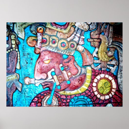 Maya Aztec Indianer Hohepriester Mexikanisches Art Poster (Vorne)