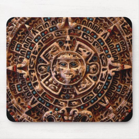 Maya-Aztec Sakrale Sonnenkalender Kunst Mousepad (Vorne)