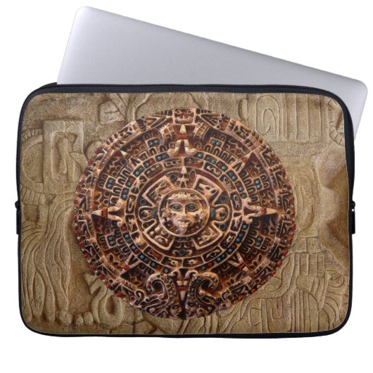 Maya-Aztec Sun Calendar Altes Mexiko Laptop Schläf Laptopschutzhülle (Vorderseite)
