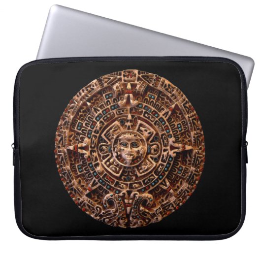 Maya-Aztec Sun Calendar Altes Mexiko Laptop Schläf Laptopschutzhülle (Vorderseite)