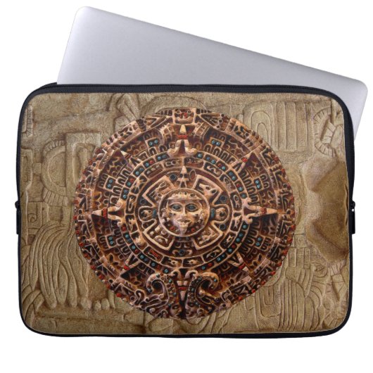 Maya-Aztec Sun Calendar Altes Mexiko Laptop Schläf Laptopschutzhülle (Vorderseite)