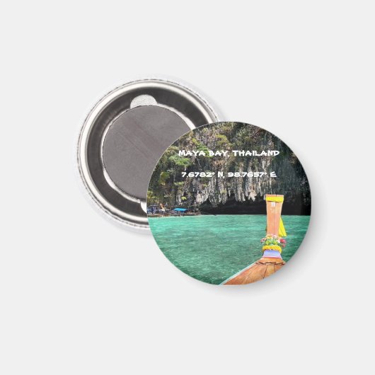 Maya Bay Thailand GPS Magnet (Vorderseite/Rückseite)