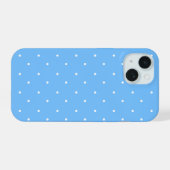 Maya Blau-Weiß Punkte-Muster iPhone 15 Hülle (Rückseite (Horizontal))