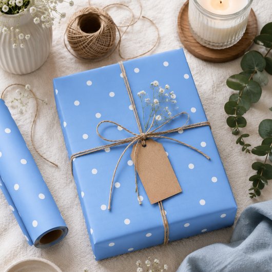 Maya Blue Polka Dots Geschenkpapier