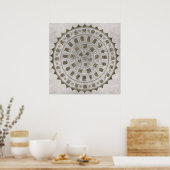 Maya Calendar Glyphen Goldene Textur auf Stein Poster (Küche)