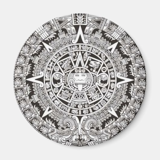 Maya Calendar Magnet Schwarz-Weiß (Vorne)