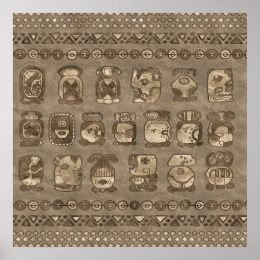 Maya Calendar Monatsglyphen Poster (Vorne)