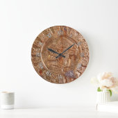 Maya Carved Metal Aztec Mexican Art History Clock Große Wanduhr (Zuhause)