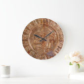 Maya Carved Metal Aztec Mexican Art History Clock Große Wanduhr (Zuhause)
