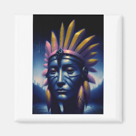 Maya Chieftain mit Hügeln im Hintergrund Magnet (Vorne)