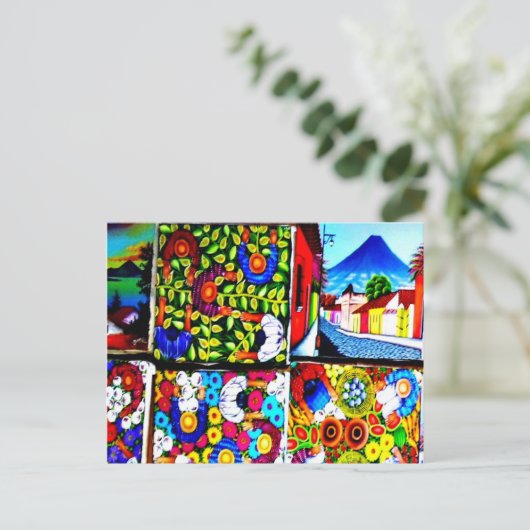 Maya Folklore Mural Guatemala Postkarte (Stehend Vorderseite)