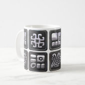 Maya-Glyphen - Schwarz und Silber Kaffeetasse (Vorderseite Links)