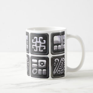 Maya-Glyphen - Schwarz und Silber Kaffeetasse