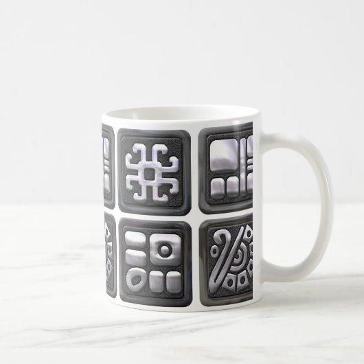 Maya-Glyphen - Schwarz und Silber Kaffeetasse (Rechts)