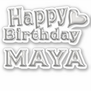 Maya Happy Birthday silver Aufkleber Sticker