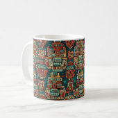 Maya-inspiriertes geometrisches Muster Kaffeetasse (Vorderseite Links)