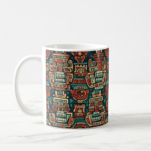Maya-inspiriertes geometrisches Muster Kaffeetasse (Links)