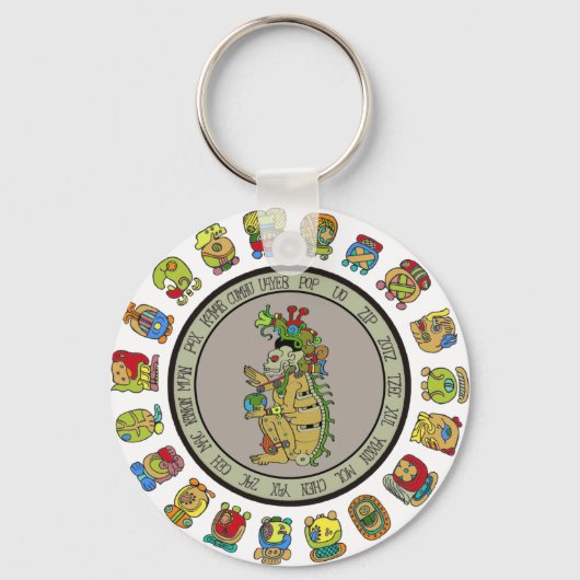 Maya-Kalender Tod Gott Schlüsselanhänger (Vorderseite)