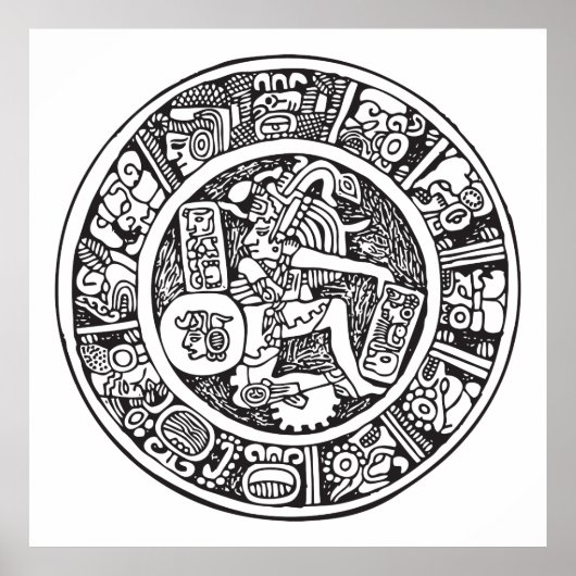 Maya-Kreis, mexikanische Hieroglyph(Maya) Poster (Vorne)