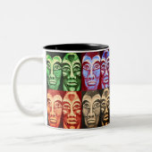 Maya-Krieger - mehrfarbige Malerei Zweifarbige Tasse (Links)