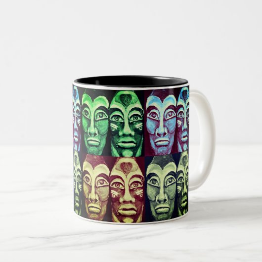 Maya-Krieger - Surrealismus bemalt Design Zweifarbige Tasse (VorderseiteRechts)